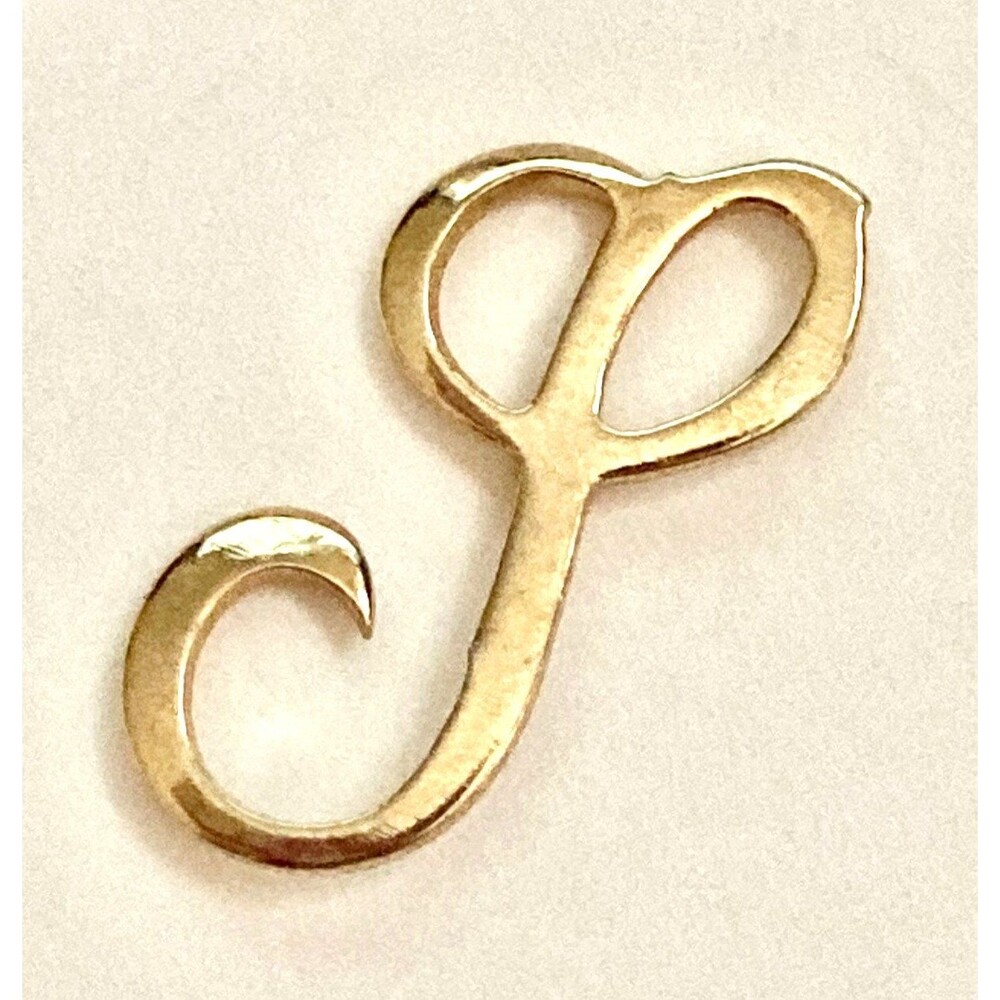 Vintage Initial Letter P Tie Tac Pin Lapel Gold Plated Cursive Fancy Script